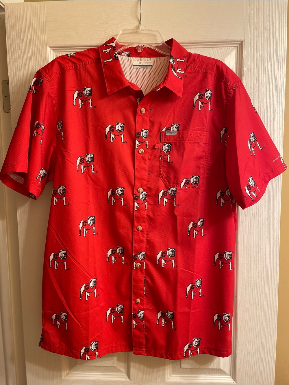Columbia PSG University Of Georgia Bull Dogs Men Short Sleeve Shirt Size Medium